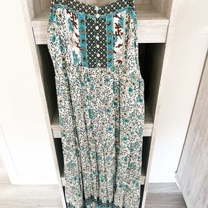 Floral Maxi Dress in Blue and Brown